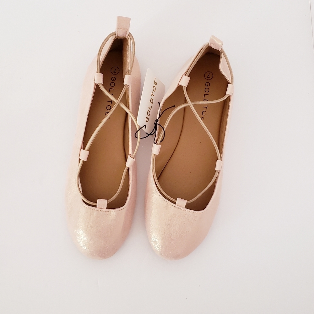 Gold toe rose gold flat shoes